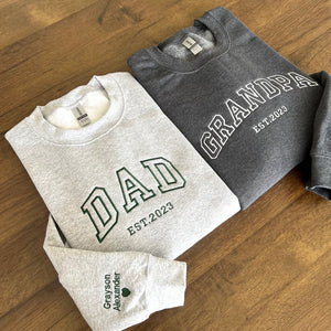 Custom Dad Grandpa Embroidered Sweatshirt