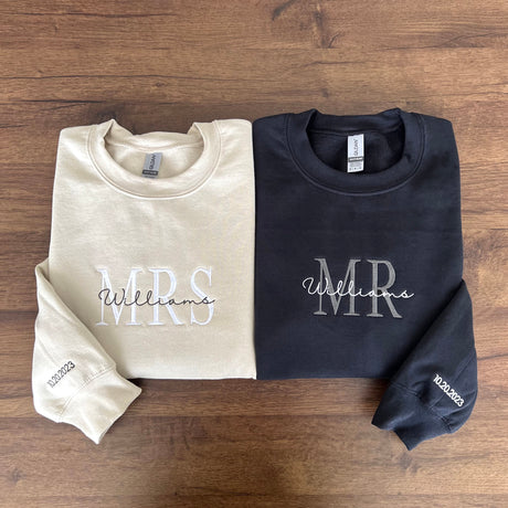 Custom Mrs. and Mr. Embroidered Sweatshirt