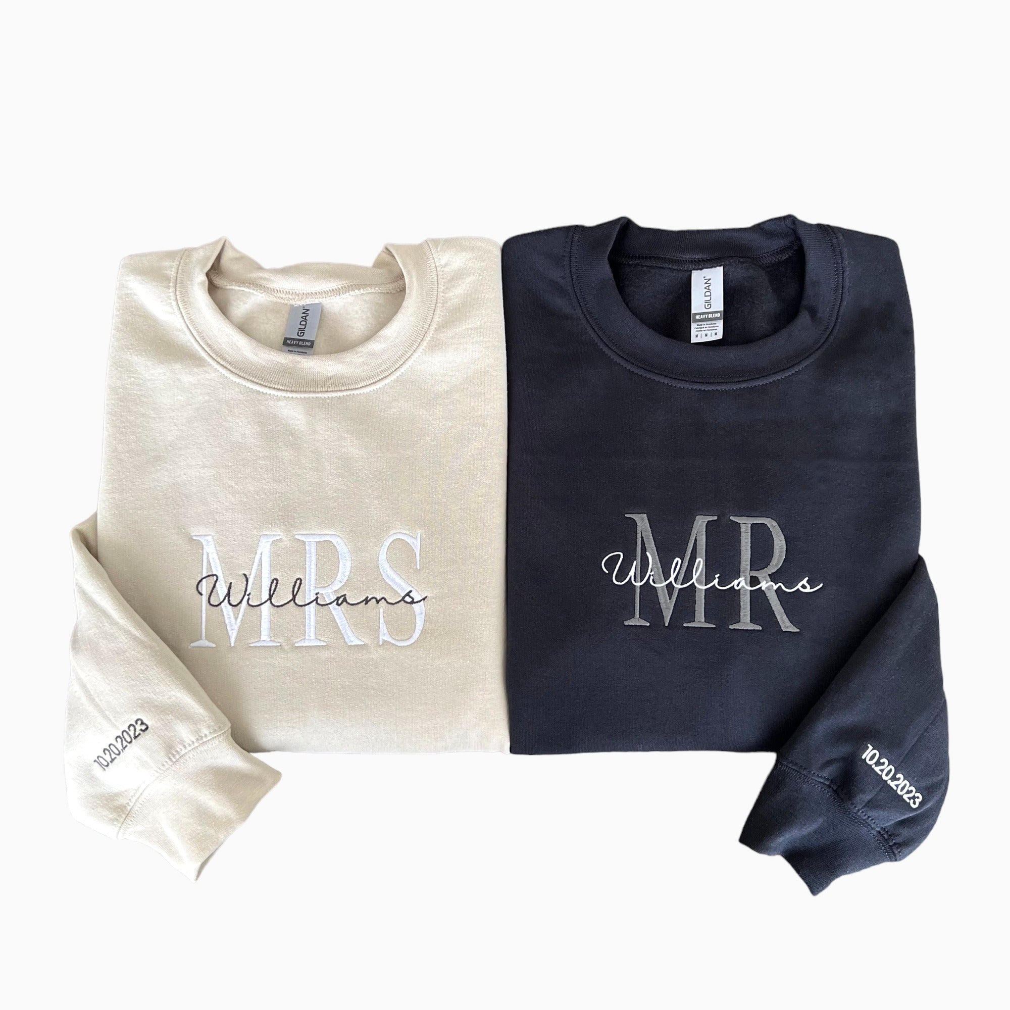 Custom Mrs. and Mr. Embroidered Sweatshirt Embroidream