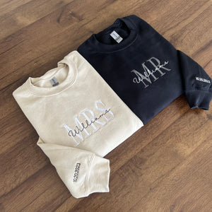 Custom Mrs. and Mr. Embroidered Sweatshirt